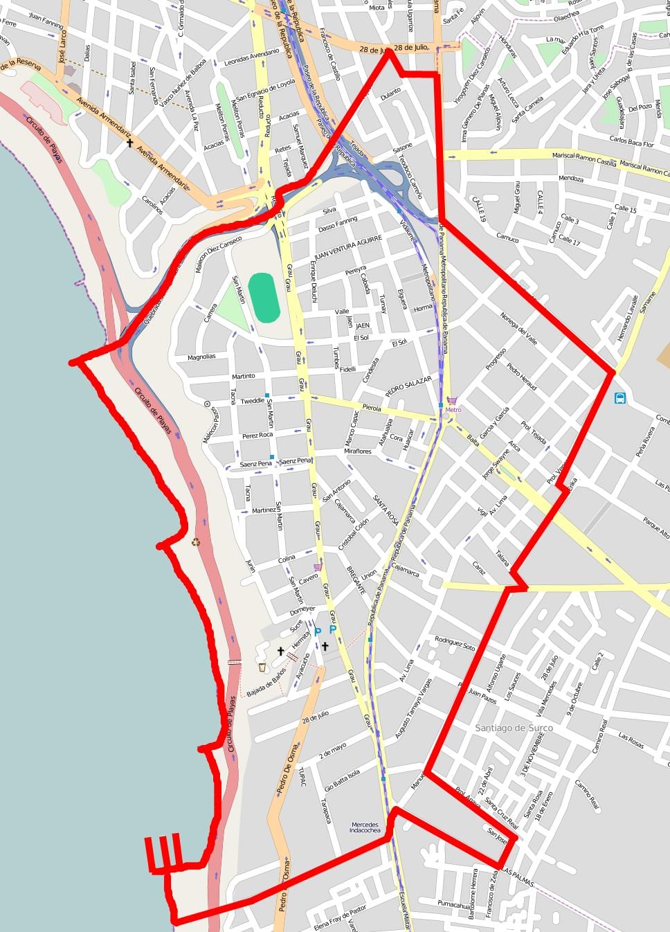 Карта барранко у Лими